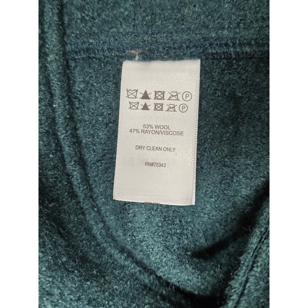 Tahari Jacket Women Medium Green Excellent Wool Blend Asymmetric Moto Zip Front - Picture 7 of 11